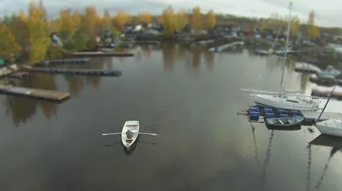 Camera flying  over the rowing boat Stock Footage 56973466