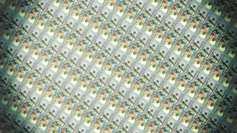 Camera Flying Over Stacked 100 Dollar Bills Stock Footage 247804008