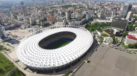 Camera Flying Over Stadium Arena Stock Footage 64068198