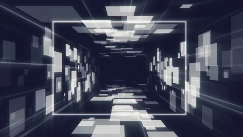 Camera flying in a Technologic digital sci-fi corridor 4k background loop Stock Footage 170948958