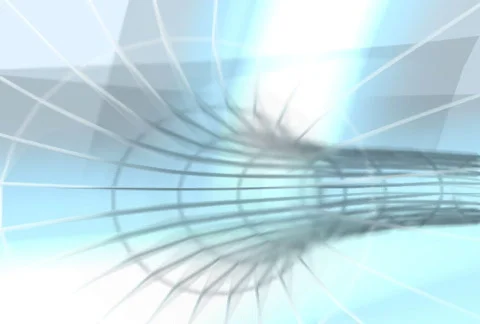 Camera flying through a bright blue tunnel Stock Footage 653277