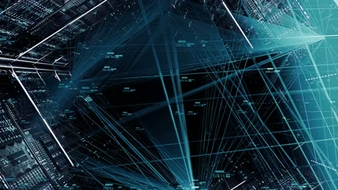 Camera flying through Data Center Servers Equipment. Stock Footage 113298855