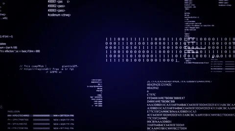 Camera flying through Digital Text. Stock Footage 66745613