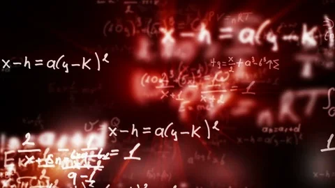 Camera flying through mathematical equations and formulas Stock Footage 80052028