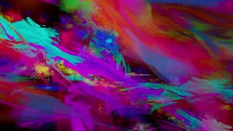 Camera flying through vibrant hand painting . 3d animation Stock Footage 158636073
