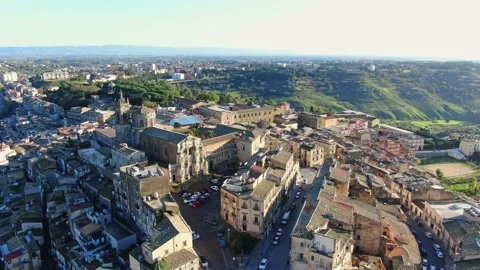 Camera flyingover  Cathedral in Caltagirone Sicily Stock Footage 166643769