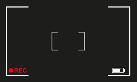 Camera focus frame. Camera viewfinder background design with rec label Stock Illustration