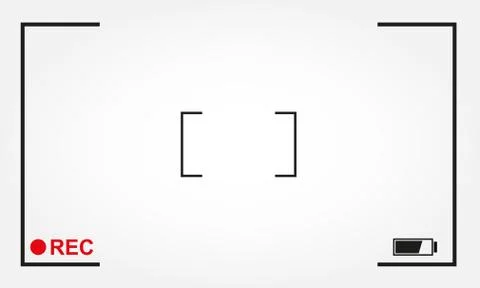 Camera focus frame with rec label. Camera viewfinder background design. Vector Stock Illustration