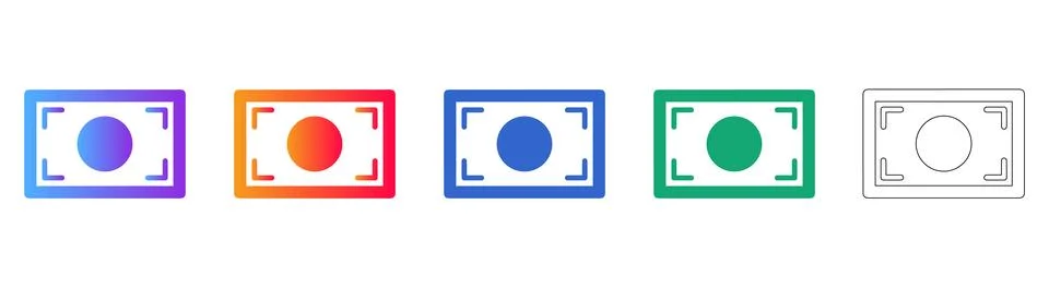 Camera Focus Frame Viewfinder Icon Set Stock Illustration