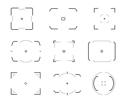 Camera focus icons, autofocus frames of viewfinder Stock Illustration