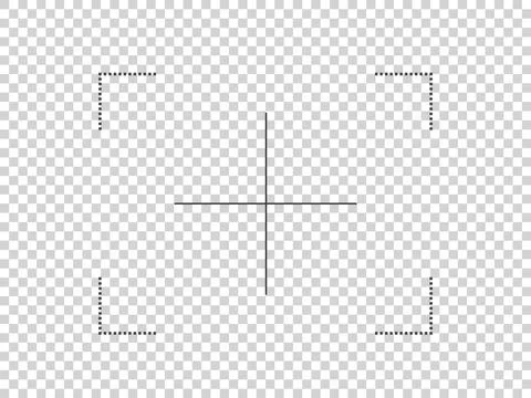 Camera focus lens with big cross target. Photo camera viewfinder. Isolated Stock Illustration