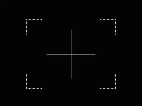 Camera focus lens icon on dark background. Photo camera viewfinder. Vector Line Stock Illustration