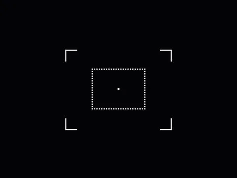 Camera focus lens icon isolated on black background. Photo camera viewfinder Stock Illustration