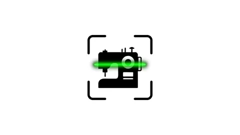 Camera focus on sewing machine scan, dynamic motion graphic of digital anal.. Stock Footage 346498675