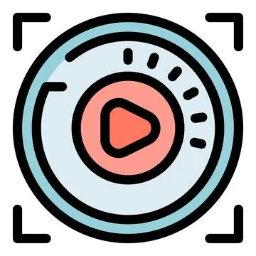 Camera focusing on play button within circle and frame Stock Illustration