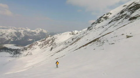 Camera following skier Stock Footage 796993