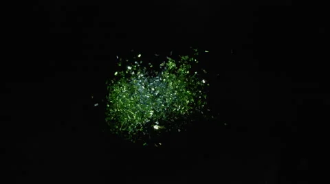 Camera follows confetti flying after exploded. Slow Motion. Stock Footage 55538372
