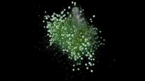 Camera follows glitter flying after exploded. Slow Motion. Stock Footage 55538439