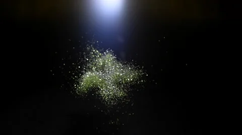 Camera follows glitters flying after exploded. Slow Motion. Stock Footage 55538128