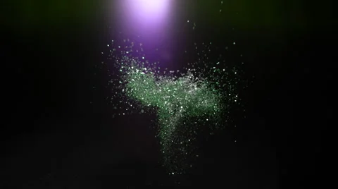 Camera follows glitters flying after exploded. Slow Motion. Stock Footage 55538193