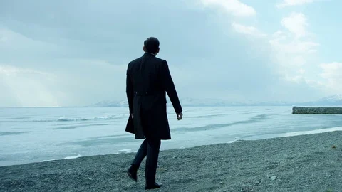 Camera follows a lonely businessman Stock Video Pond5