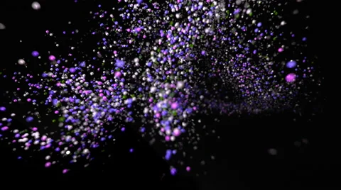 Camera follows particles flying after exploded. Slow Motion. Stock Footage 55538255