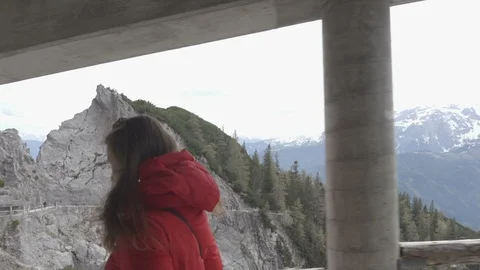 Camera footage of the walk on the pathway with the mountain view Stock Footage 89617725