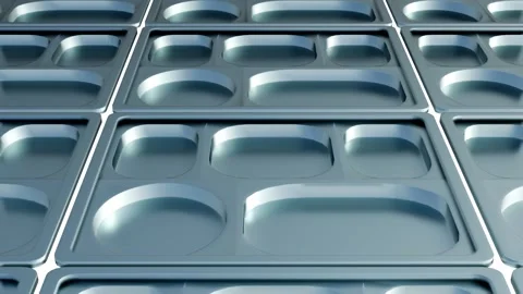 The camera forwards over empty multi-compartment food serving trays. Stock Footage 339269145