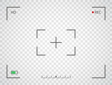 Camera frame. Digital camera display interface. Viewfinder screen on transpar Stock Illustration