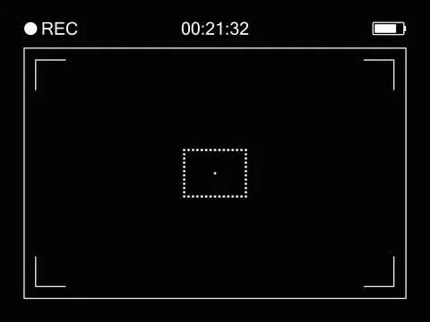 Camera frame viewfinder screen of video recorder digital display. Vector Stock Illustration