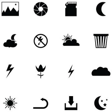 Camera function icon set Stock Illustration