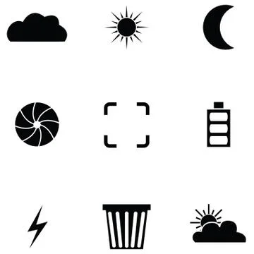 Camera function icon set Stock Illustration