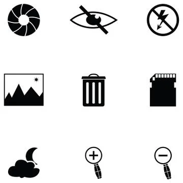 Camera function icon set Stock Illustration