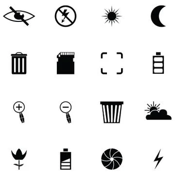 Camera function icon set Stock Illustration