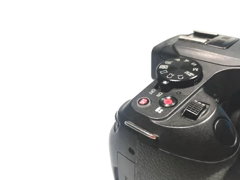 Camera function keys on a white background with copy space, close-up Stock Photos