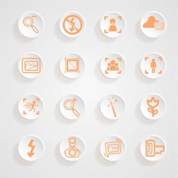 Camera functions menu icons set Stock Illustration