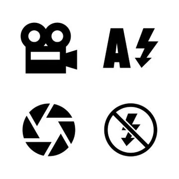 Camera Functions, Menu Mode. Simple Related Vector Icons Illustrazione stock