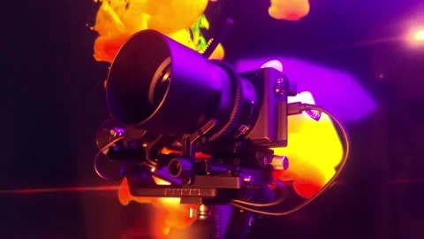 Camera gambale spin itself background changes color diffusion bright color HD Stock Footage 209399564