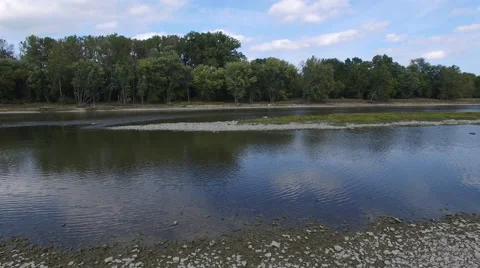 Camera gently moving along rocks on river shore Stock Footage 68656087