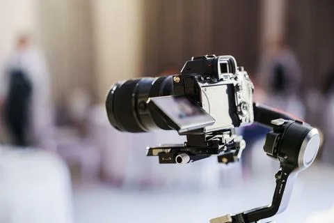 Camera on gimbal for cinematic videography Foto stock