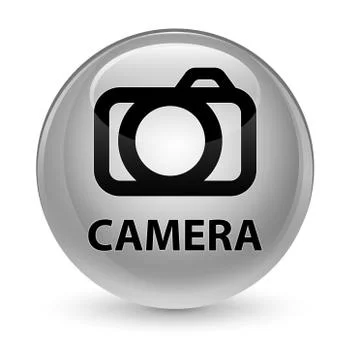 Camera glassy white round button Stock Illustration