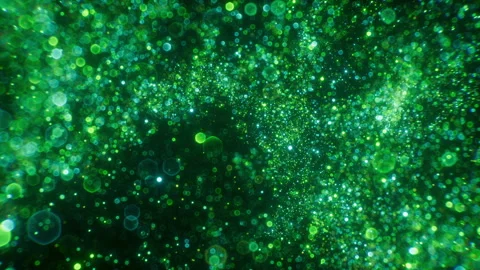 Camera gliding through a cloud of green magic dust. Stock Footage 329164974
