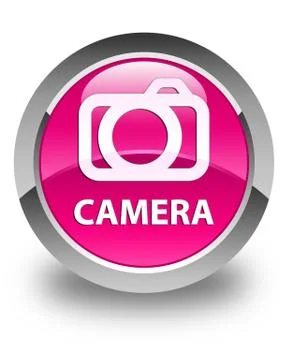 Camera glossy pink round button Stock Illustration