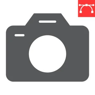 Camera glyph icon, ui and button, photography sign vector graphics, editable Stock Illustration