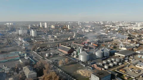 The camera goes down to the factory. Stock Footage 101002151