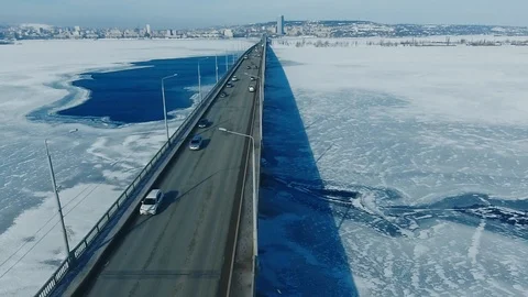 The camera goes down near the bridge Video stock 85837671