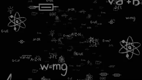 Camera goes through hand written Math, physics formulas and equations Stock Footage 130818665