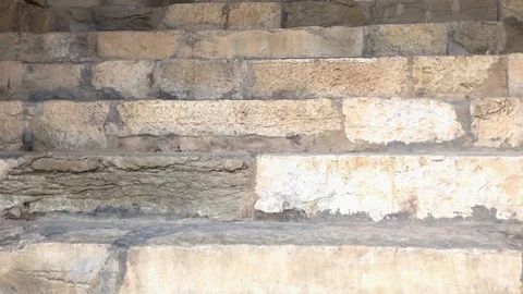 Camera going up on stone stairs, revealing more stairs Stock Footage 105607754