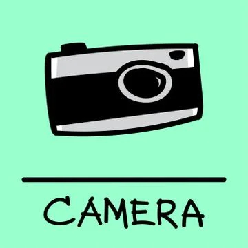 Camera hand-drawn style. Stock Illustration