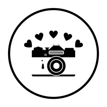 Camera With Hearts Icon Stock Illustration